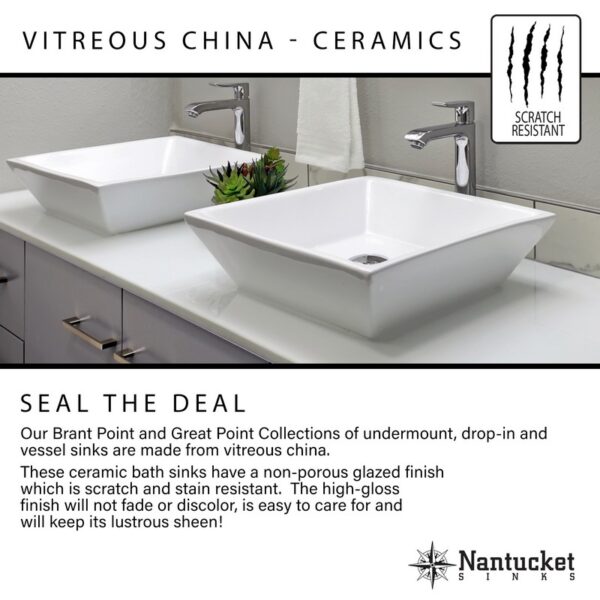 Nantucket Sinks UM-1611-B Great Point Rectangle Ceramic Undermount Bathroom Sink - Bisque