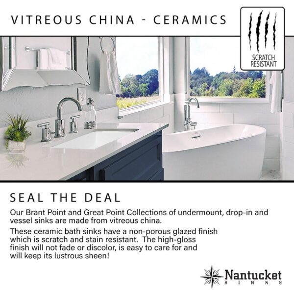 Nantucket Sinks UM-159-W 18 x 12 Inch Undermount Ceramic Sink in White