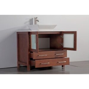 Legion Furniture WA7836C 36 Inch Solid Wood Vanity Set with Mirror in Cherry, No Faucet