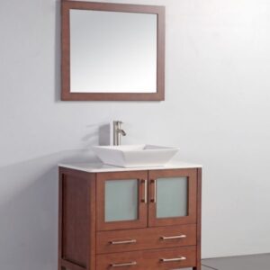 Legion Furniture WA7836C 36 Inch Solid Wood Vanity Set with Mirror in Cherry, No Faucet