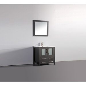 Legion Furniture WA7930E 30 Inch Solid Wood Vanity Set with Mirror in Espresso, No Faucet