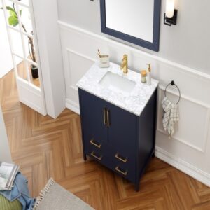 Legion Furniture WA7936-B 36 Inch Solid Wood Inch Vanity Set with Mirror in Blue, No Faucet