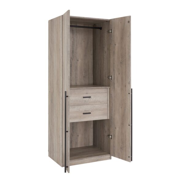 Manhattan Comfort Lee Modern Freestanding Wardrobe Closet 2.0 with 1 Hanging Rod, 1 Shelf, and 2 Drawers in Rustic Grey