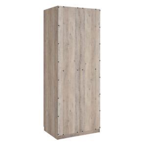 Manhattan Comfort Lee Modern Freestanding Wardrobe Closet 2.0 with 1 Hanging Rod, 1 Shelf, and 2 Drawers in Rustic Grey