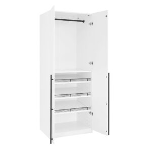 Manhattan Comfort Lee Modern Freestanding Wardrobe Closet 3.0 with 1 Hanging Rod, 3 Shoe Shelves, and 1 Basic Shelf in White