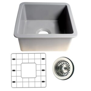 Nantucket Sinks Wellfleet-1818GR Cape 18 Inch Single Bowl Fireclay Dualmount Kitchen Sink - Matte Grey