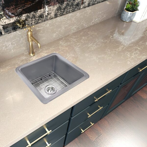 Nantucket Sinks Wellfleet-1818GR Cape 18 Inch Single Bowl Fireclay Dualmount Kitchen Sink - Matte Grey