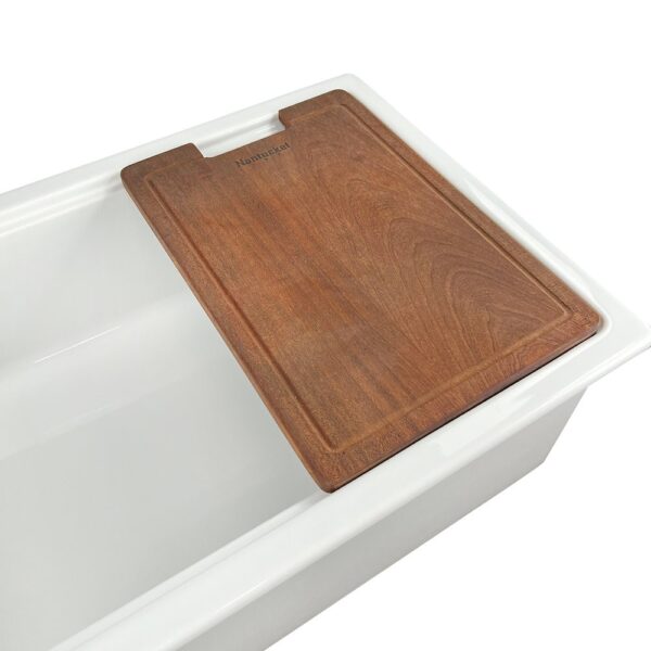 Nantucket Sinks Wellfleet-PS3320W Cape 33 Inch Fireclay Dual Mount Kitchen Sink with Drain and Cutting Board in White