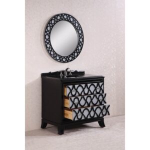 Legion Furniture WH2838 Vanity 38 Inch Solid Wood Sink Vanity With Granite Top-No Faucet And Backplash in Black