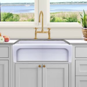 Nantucket Sinks WH3018FCL Cape Collection 29.5 Inch Reversible Single Bowl Undermount Fireclay Farmhouse Kitchen Sink