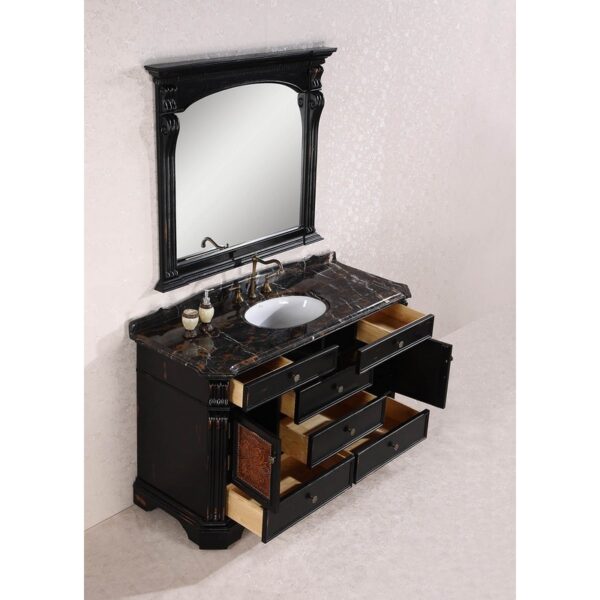 Legion Furniture WH3860 Vanity 60 Inch Solid Wood Sink Vanity With Granite Top-No Faucet And Backsplash in Antique Espresso