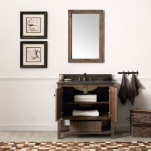 Legion Furniture WH5136-BR 36 Inch Solid Wood Vanity in Brown with Moon Stone Top, No Faucet