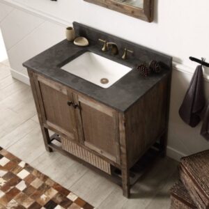 Legion Furniture WH5136-BR 36 Inch Solid Wood Vanity in Brown with Moon Stone Top, No Faucet