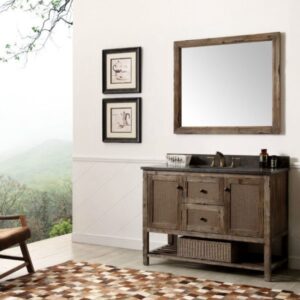 Legion Furniture WH5148-BR 48 Inch Solid Wood Vanity in Brown with Moon Stone Top, No Faucet