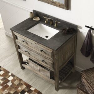 Legion Furniture WH8036-BR 36 Inch Wood Vanity in Brown with Marble  Top, No Faucet