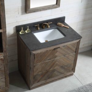 Legion Furniture WH8536 36 Inch Wood Vanity in Brown with Marble  Top, No Faucet