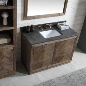 Legion Furniture WH8548 48 Inch Wood Vanity in Brown with Marble  Top, No Faucet