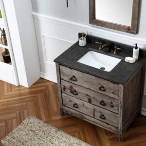 Legion Furniture WH8836 36 Inch Wood Vanity in Brown with Marble  Top, No Faucet