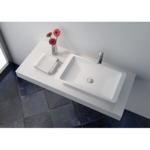 Legion Furniture WJ9002-W 23.6 Inch White Matt Solid Surface Bowl, No Faucet