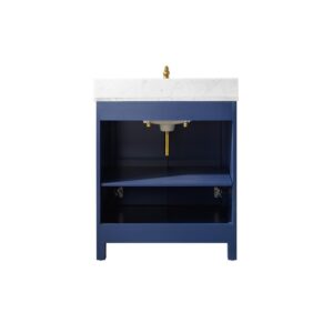 Legion Furniture WLF2130-B 30 Inch Blue Finish Sink Vanity Cabinet with Carrara White Top