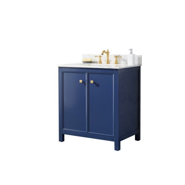 Legion Furniture WLF2130-B 30 Inch Blue Finish Sink Vanity Cabinet with Carrara White Top