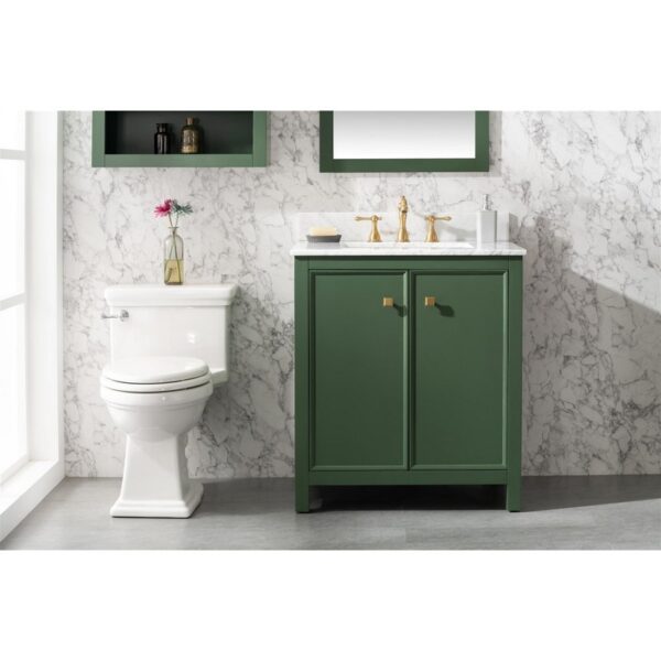 Legion Furniture WLF2130-VG 30 Inch Vogue Green Finish Sink Vanity Cabinet with Carrara White Top