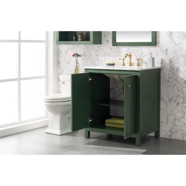 Legion Furniture WLF2130-VG 30 Inch Vogue Green Finish Sink Vanity Cabinet with Carrara White Top