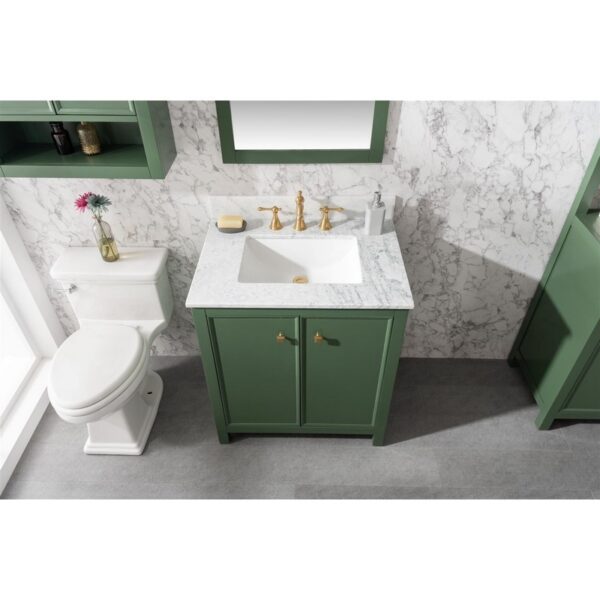 Legion Furniture WLF2130-VG 30 Inch Vogue Green Finish Sink Vanity Cabinet with Carrara White Top