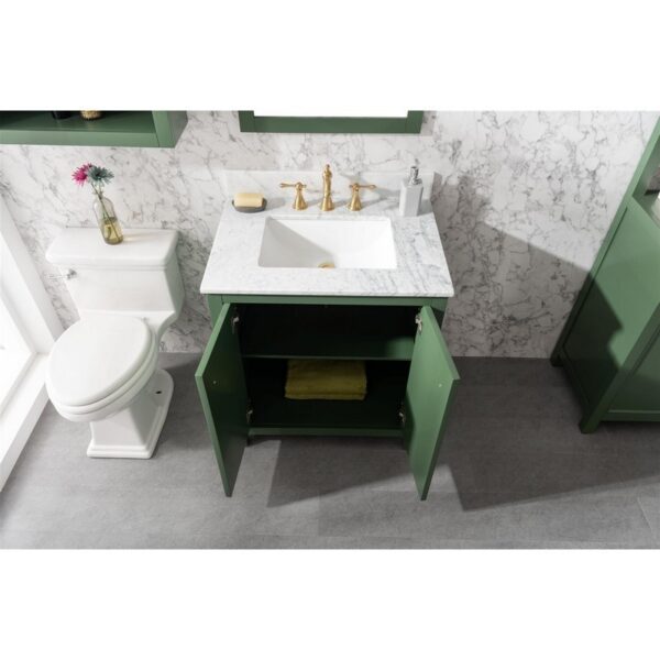 Legion Furniture WLF2130-VG 30 Inch Vogue Green Finish Sink Vanity Cabinet with Carrara White Top