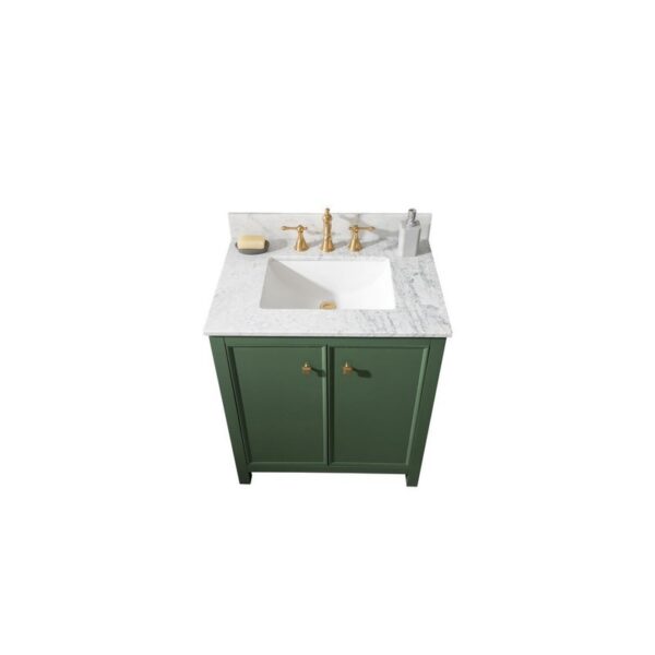 Legion Furniture WLF2130-VG 30 Inch Vogue Green Finish Sink Vanity Cabinet with Carrara White Top