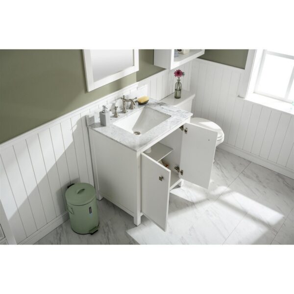 Legion Furniture WLF2130-W 30 Inch White Finish Sink Vanity Cabinet with Carrara White Top