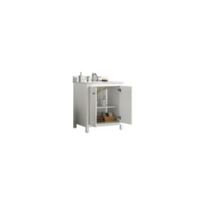 Legion Furniture WLF2130-W 30 Inch White Finish Sink Vanity Cabinet with Carrara White Top