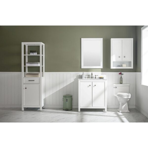 Legion Furniture WLF2130-W 30 Inch White Finish Sink Vanity Cabinet with Carrara White Top