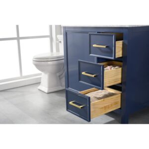 Legion Furniture WLF2136-B 36 Inch Blue Finish Sink Vanity Cabinet with Carrara White Top