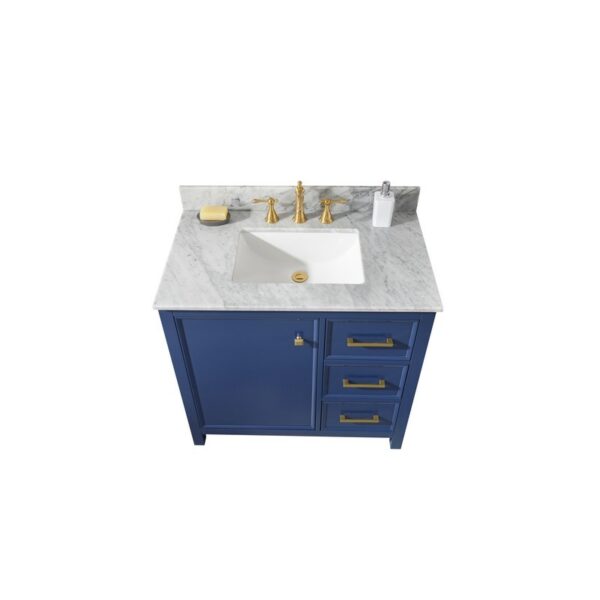 Legion Furniture WLF2136-B 36 Inch Blue Finish Sink Vanity Cabinet with Carrara White Top