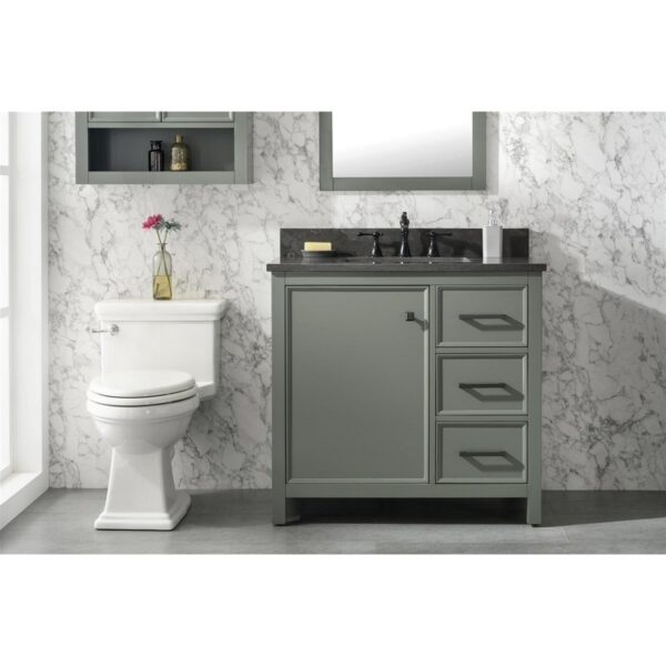 Legion Furniture WLF2136-PG 36 Inch Pewter Green Finish Sink Vanity Cabinet with Blue Lime Stone Top