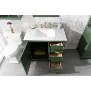 Legion Furniture WLF2136-VG 36 Inch Vogue Green Finish Sink Vanity Cabinet with Carrara White Top