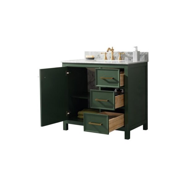 Legion Furniture WLF2136-VG 36 Inch Vogue Green Finish Sink Vanity Cabinet with Carrara White Top