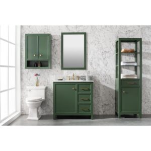 Legion Furniture WLF2136-VG 36 Inch Vogue Green Finish Sink Vanity Cabinet with Carrara White Top