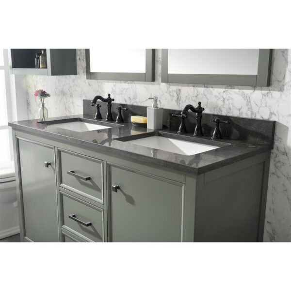 Legion Furniture WLF2154-PG 54 Inch Pewter Green Finish Double Sink Vanity Cabinet with Blue Lime Stone Top