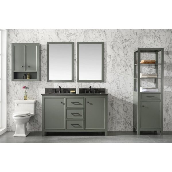 Legion Furniture WLF2154-PG 54 Inch Pewter Green Finish Double Sink Vanity Cabinet with Blue Lime Stone Top