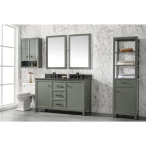 Legion Furniture WLF2154-PG 54 Inch Pewter Green Finish Double Sink Vanity Cabinet with Blue Lime Stone Top