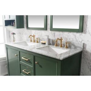 Legion Furniture WLF2154-VG 54 Inch Vogue Green Finish Double Sink Vanity Cabinet with Carrara White Top