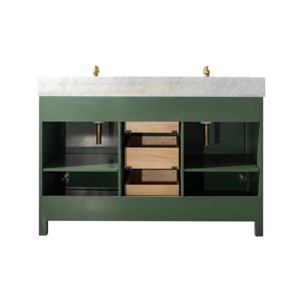 Legion Furniture WLF2154-VG 54 Inch Vogue Green Finish Double Sink Vanity Cabinet with Carrara White Top