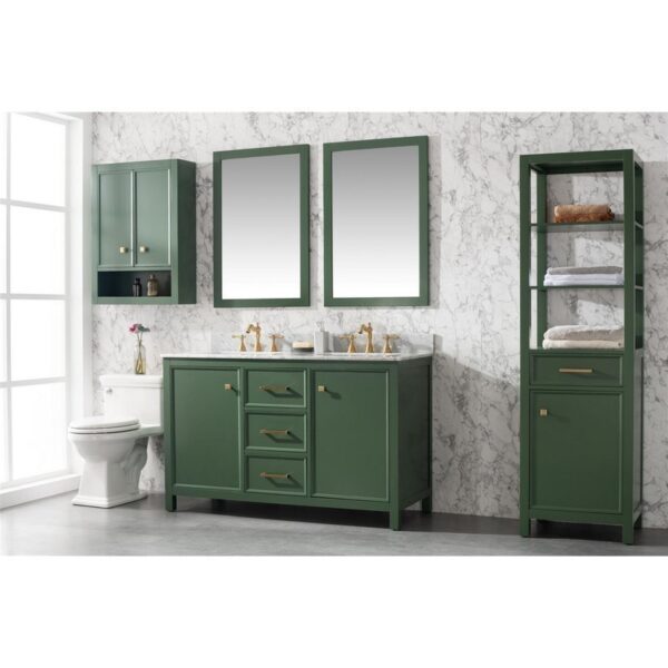 Legion Furniture WLF2154-VG 54 Inch Vogue Green Finish Double Sink Vanity Cabinet with Carrara White Top