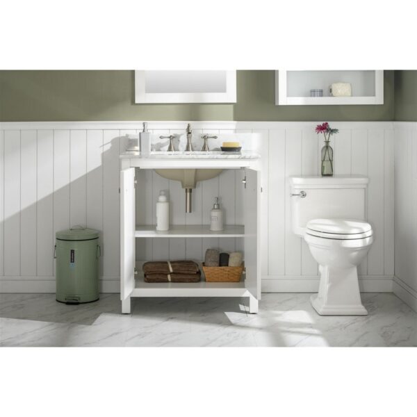 Legion Furniture WLF2154-W 54 Inch White Finish Double Sink Vanity Cabinet with Carrara White Top