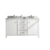 Legion Furniture WLF2160D-W 60 Inch White Finish Double Sink Vanity Cabinet with Carrara White Top