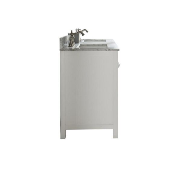 Legion Furniture WLF2160D-W 60 Inch White Finish Double Sink Vanity Cabinet with Carrara White Top