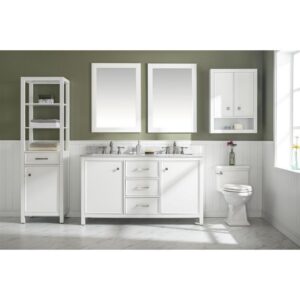 Legion Furniture WLF2160D-W 60 Inch White Finish Double Sink Vanity Cabinet with Carrara White Top