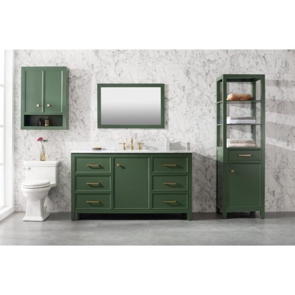 Legion Furniture WLF2160S-VG 60 Inch Vogue Green Finish Single Sink Vanity Cabinet with Carrara White Top